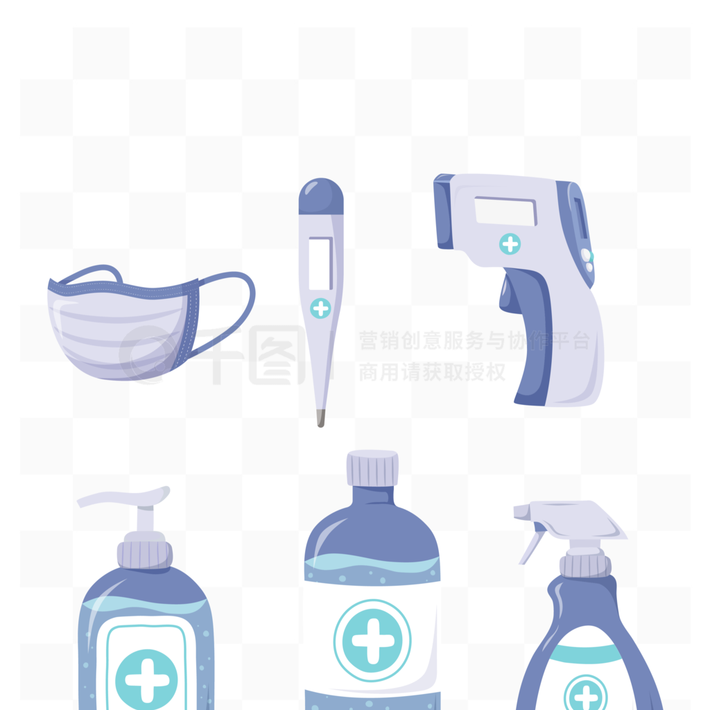 居家防疫消毒用品全指南 矢量扁平插畫(huà)素材分享